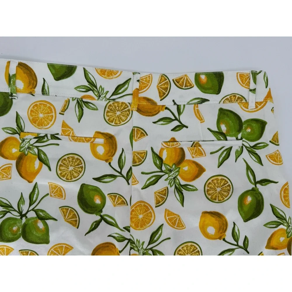 Isaac Mizrahi Wms Lemon Print Chino Shorts Size 16 High Waist NWOT